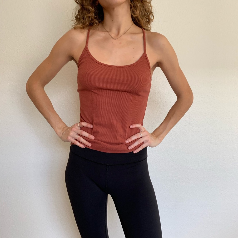 Ribbed clay red camisole tank top